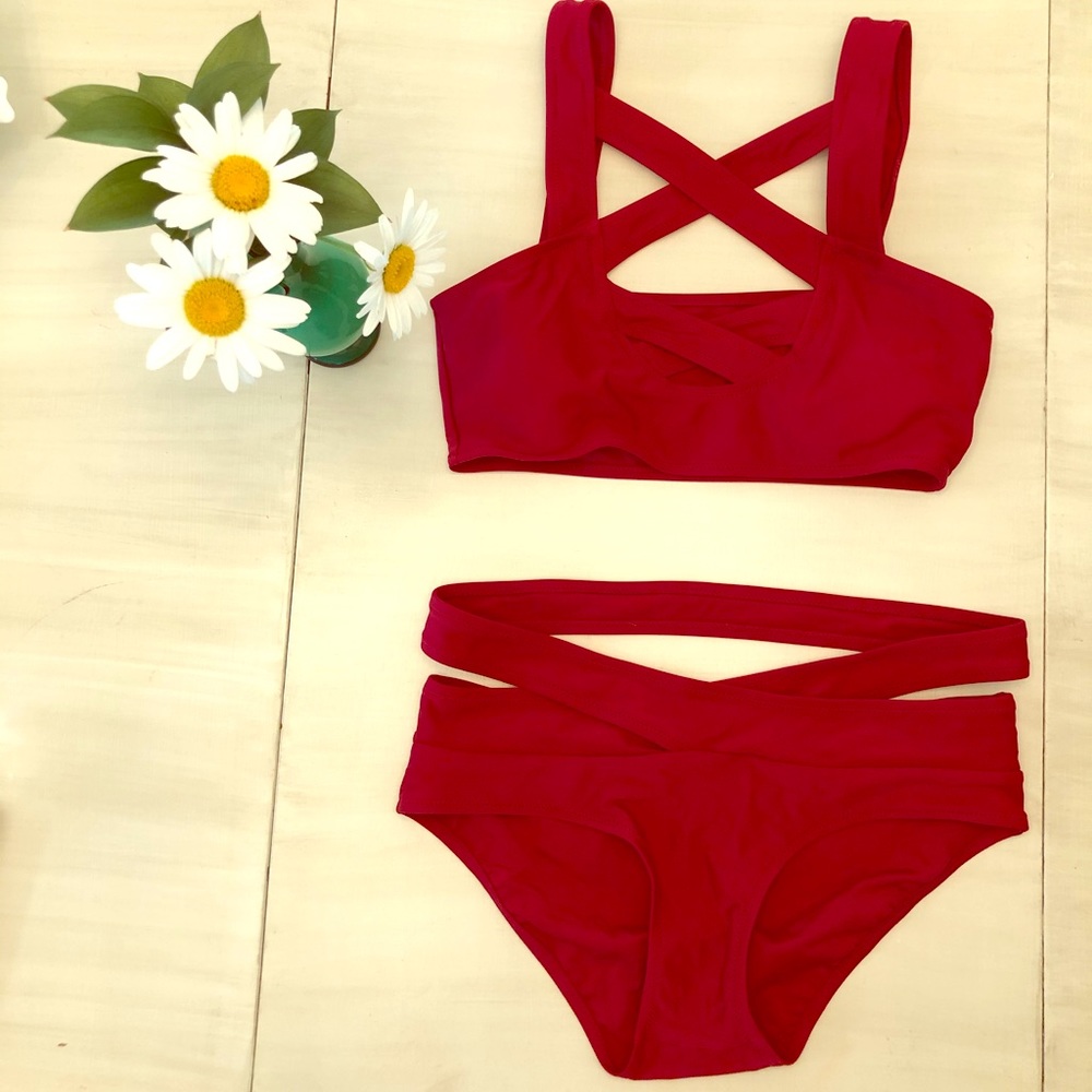 Burgundy Criss Cross Bikini